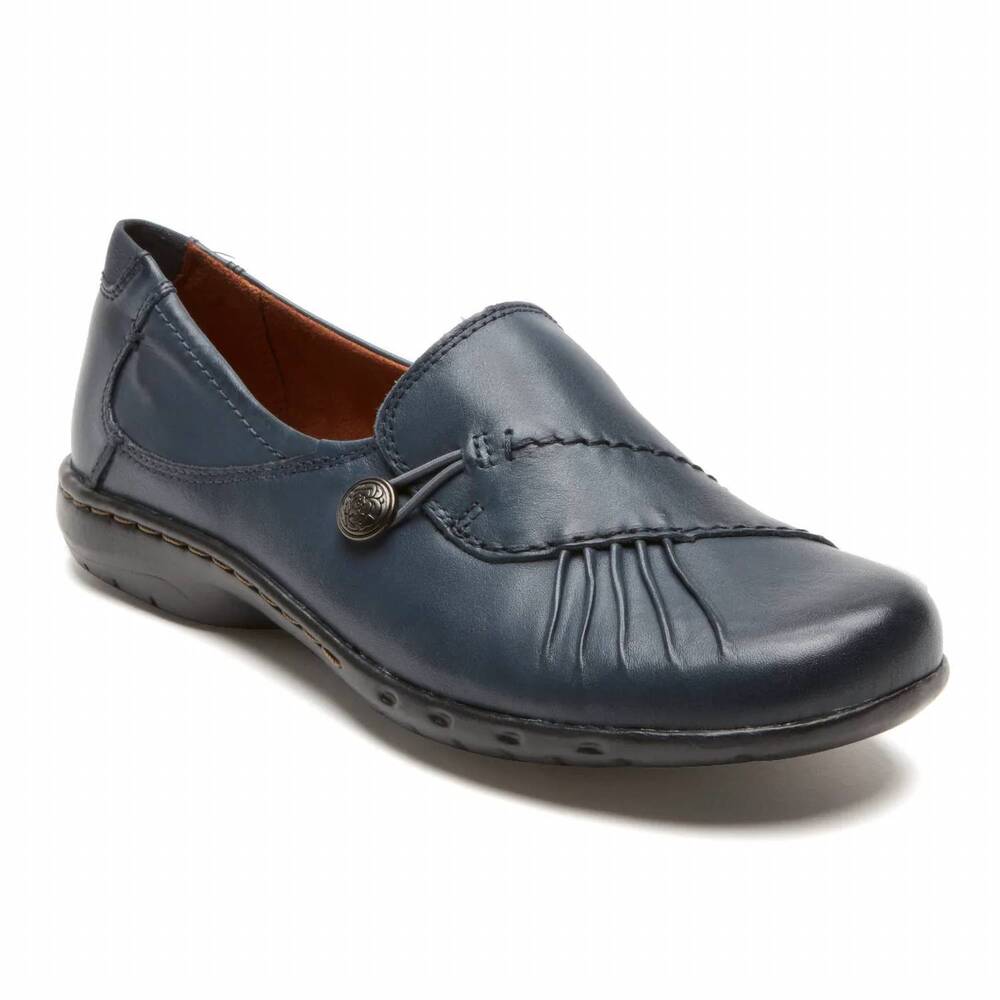 NEW ROCKPORT women's paulette slip-on shoes in navy